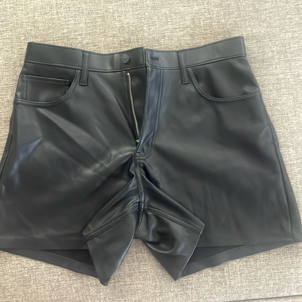NWT Black Abercrombie vegan leather dad shorts